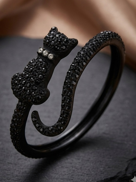 True To Form Jewelry - Black Crystal Cat Bracelet